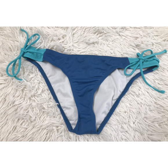 Pre-Owned Oakley Women's Juniors Bathing Suit Bikini Bottom Blue Pink Lg wimwear - Picture 2 of 5